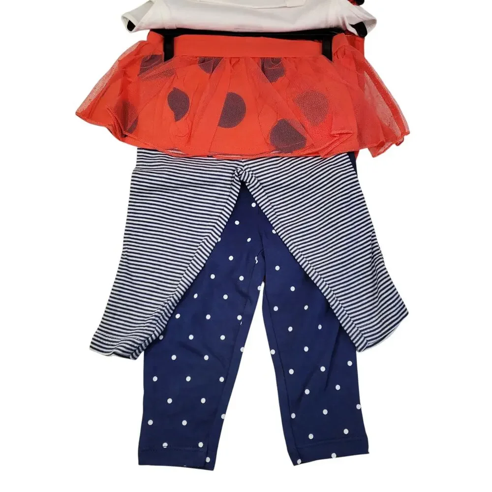 Carters Baby Girls Ladybug 4 Piece Outfit Set Size 6 Months Cotton NEW